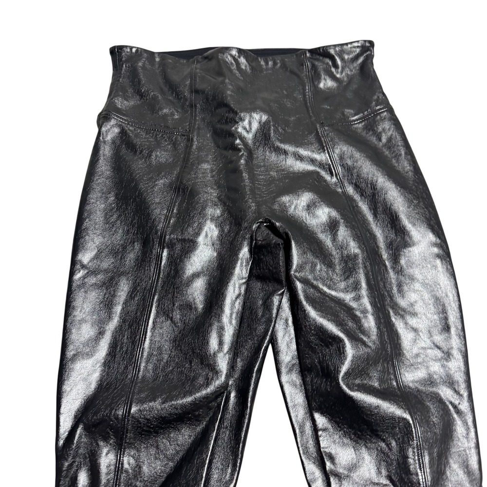 Spanx Edgy Faux Leather Leggings XL Black‎ High Waist Seamless - Picture 2 of 6